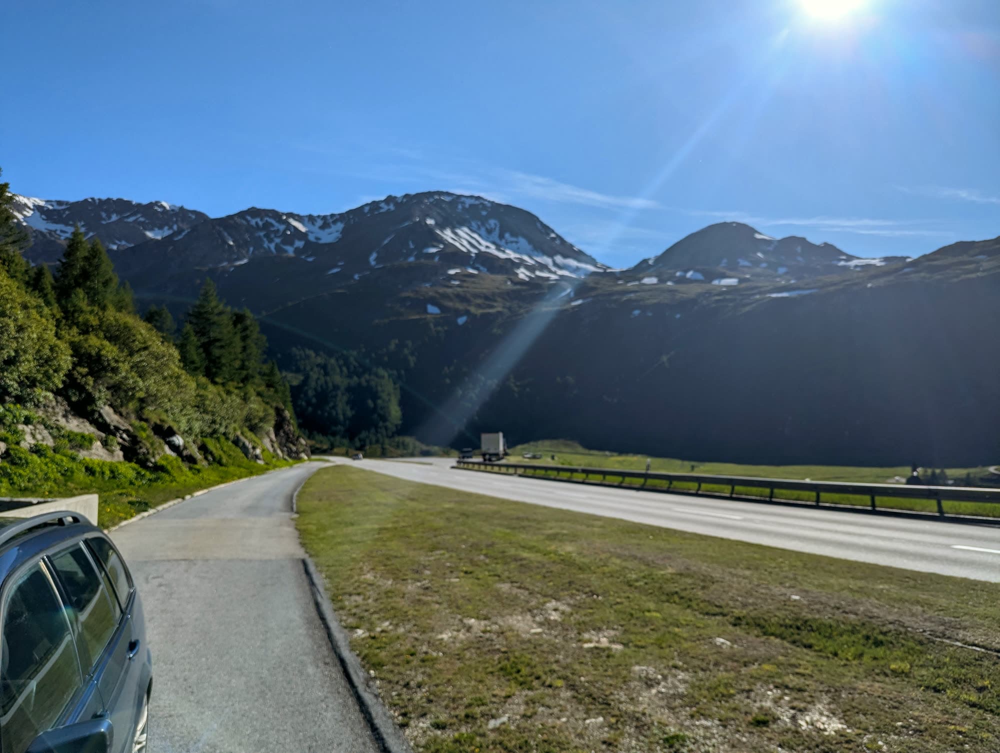 Driving through the Swiss Alps
