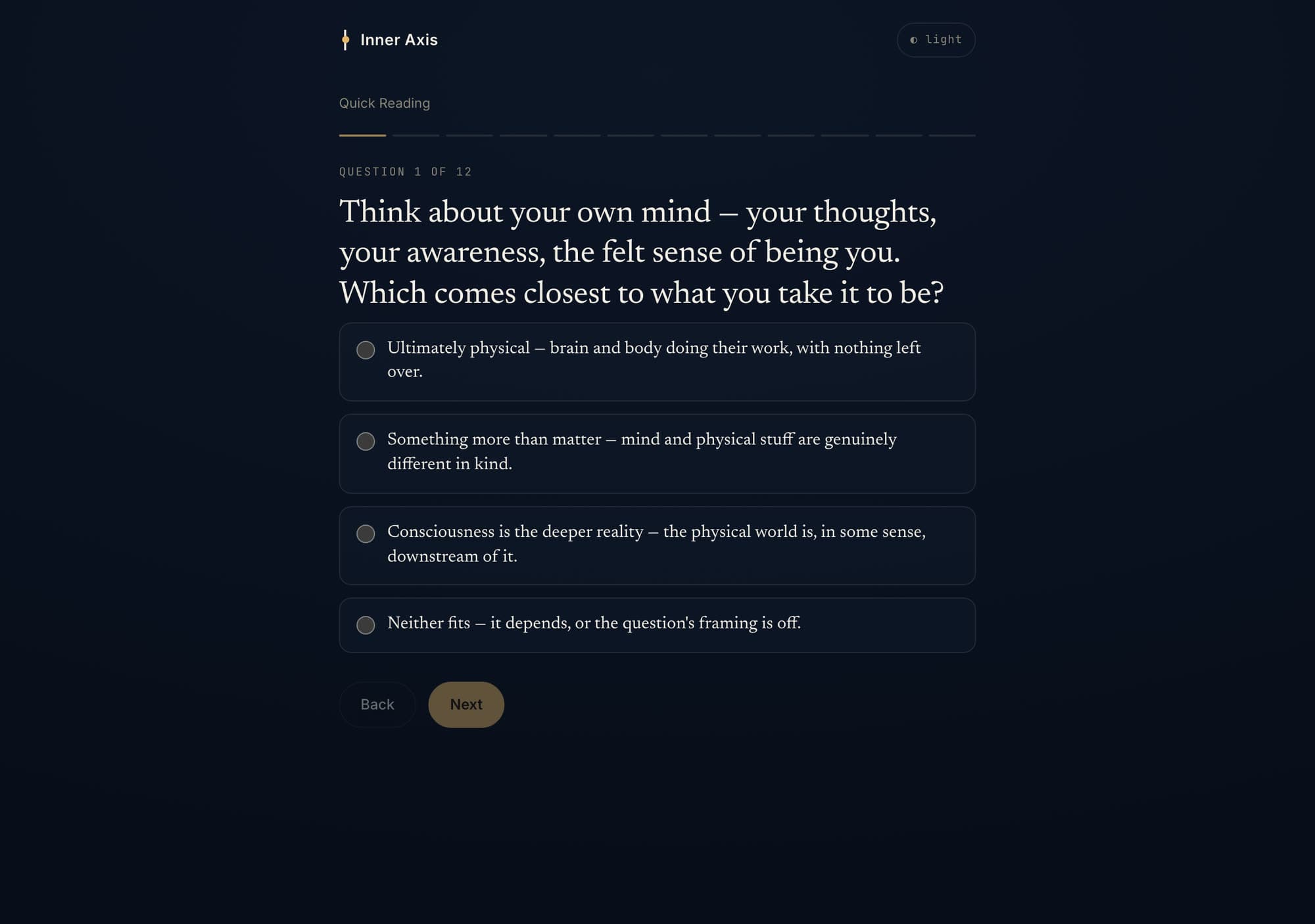 Inner Axis question flow