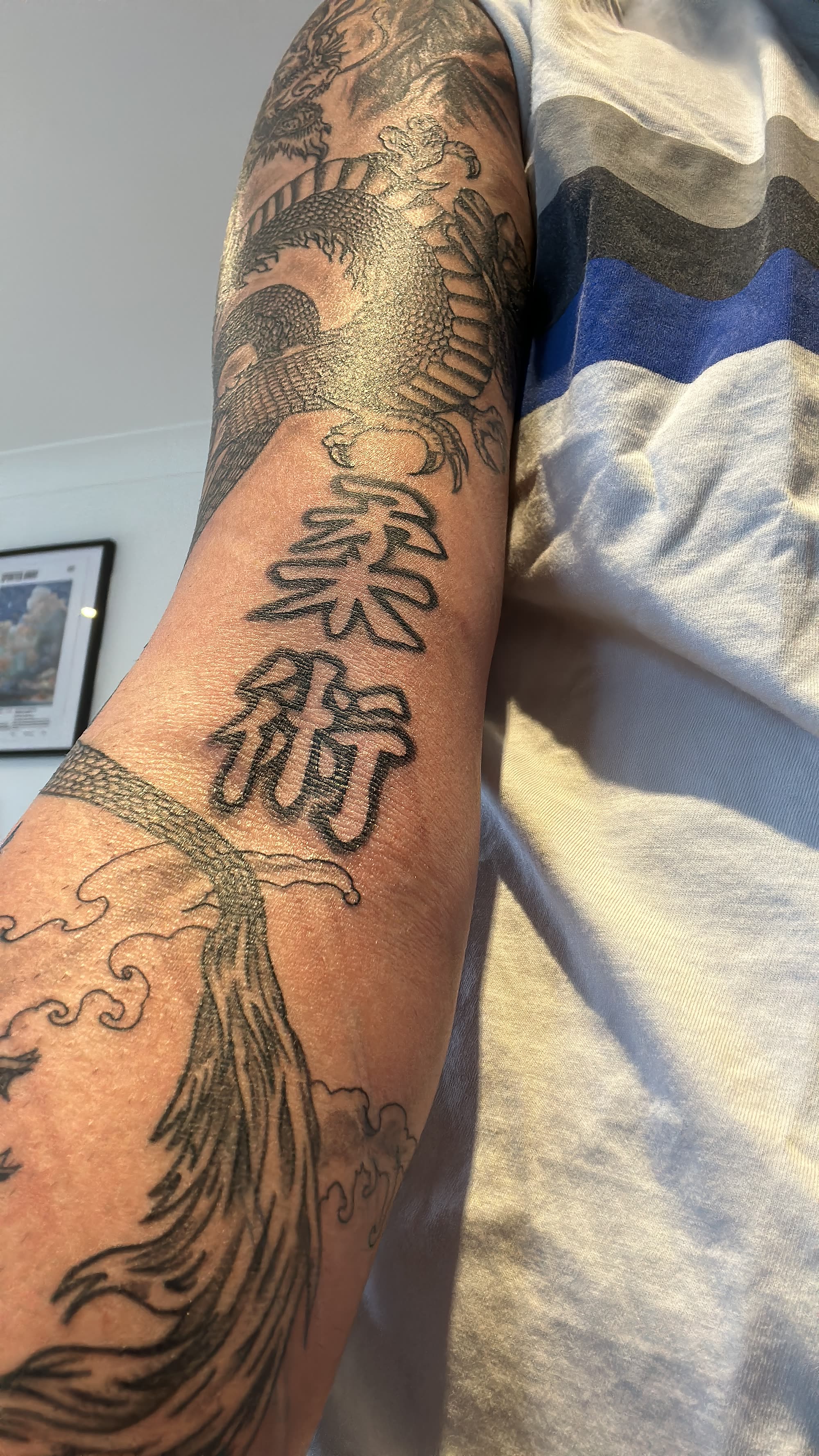 Kanji — 柔術 (jiu-jitsu) on inner arm