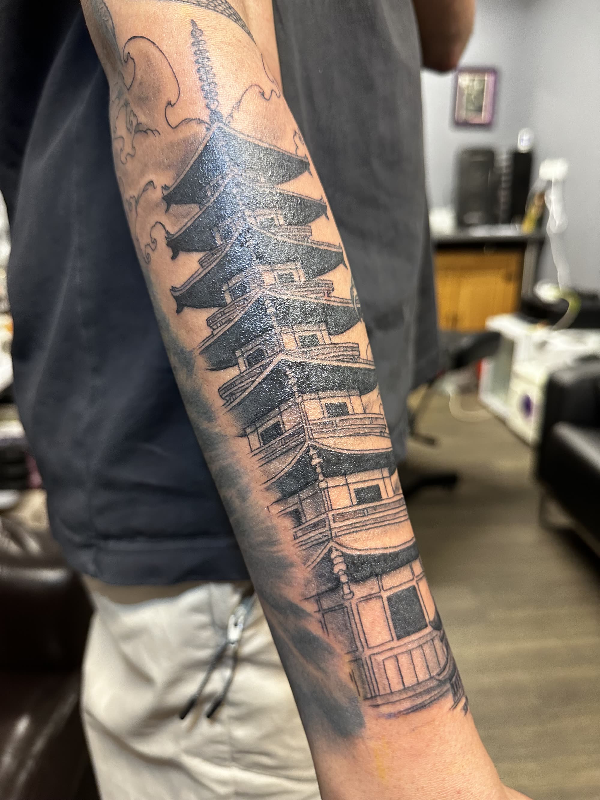 Pagoda — completed with full shading
